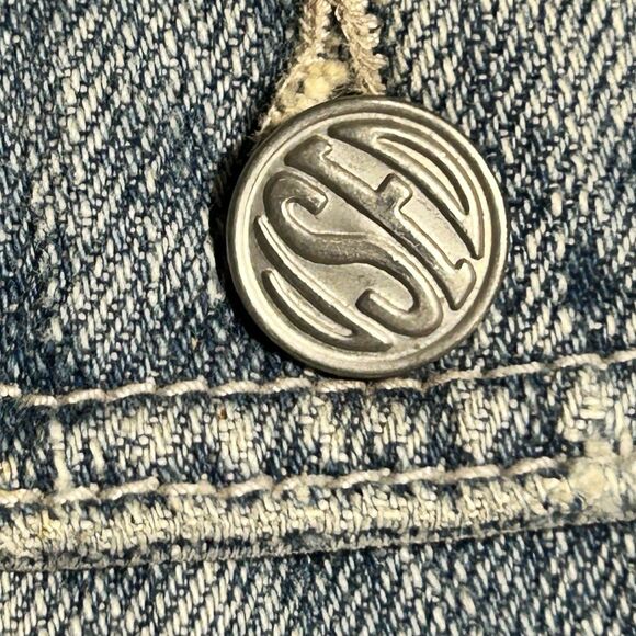 Vintage Get Used Denim Chore Jacket 90s Workwear Utility Jean Coat XXL - Picture 4 of 9